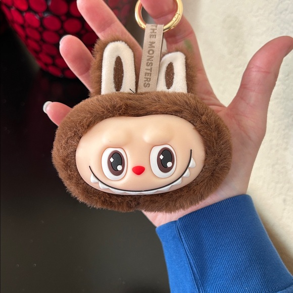 Labubu Accessories - Dark Brown Labubu Little Monster Fluffy Head Keychain Bag Charm New Plush Pom
